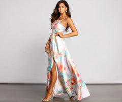Cami Formal Floral Satin A-Line Dress
