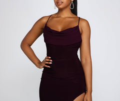 Inez Formal High Slit Ruched Dress