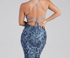 Jayce Sequin Lace-Up Mermaid Formal Dress