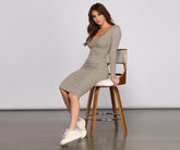 Keeping Knit Cute and Casual Ribbed Midi Dress