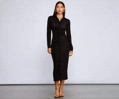 Trendsetting Stunner Slinky Knit Midi Dress