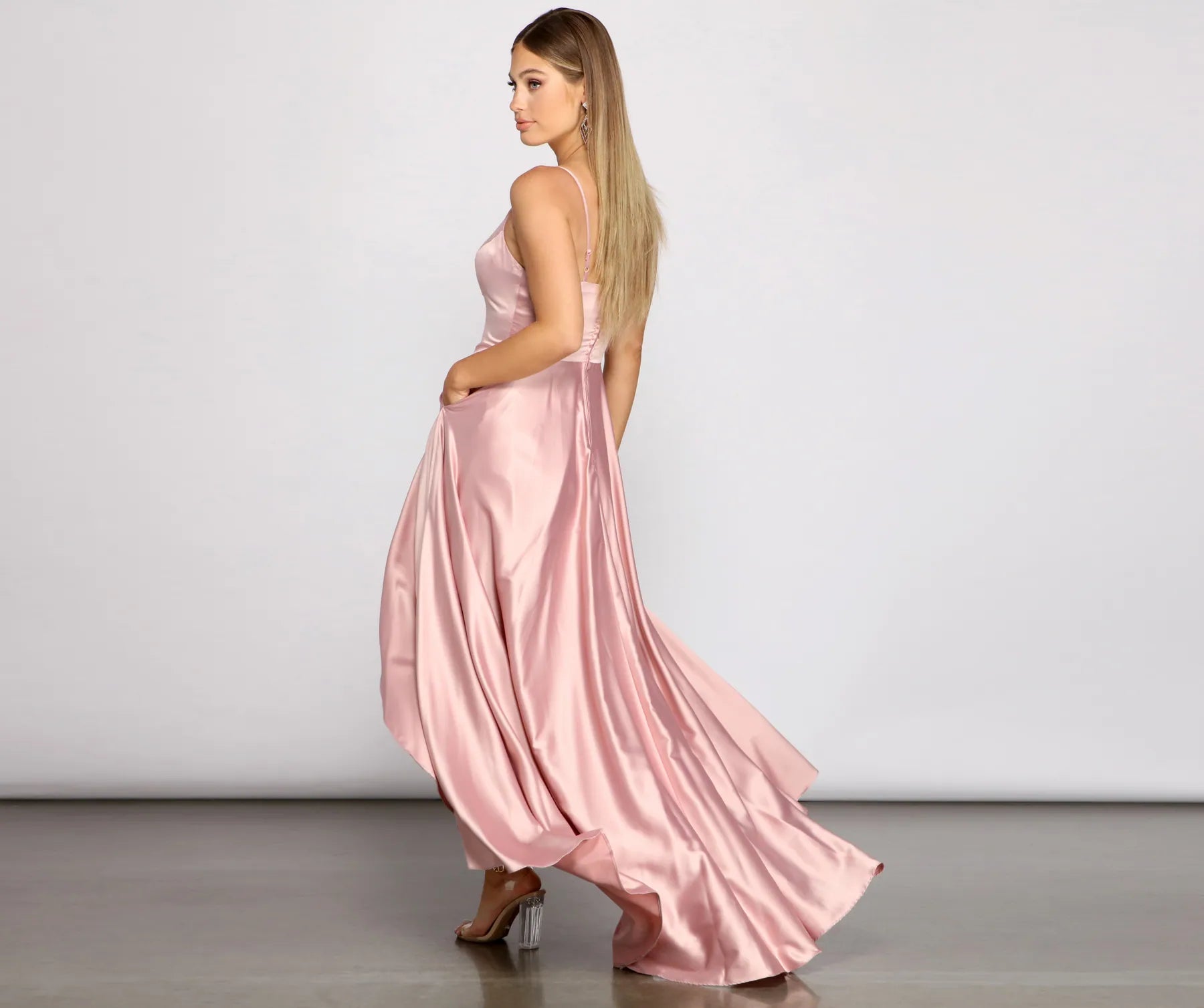 Spencer Satin High-Low Formal Dress