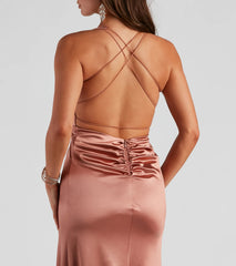 Cindy Formal Satin V-Neck Long Dress