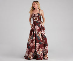 Hayde Formal Floral Lace Up Ball Gown